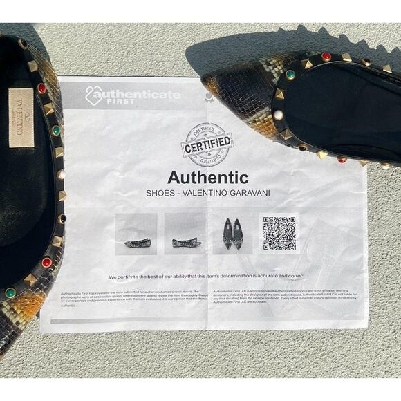 VALENTINO Garavani Rockstud Snakeskin Ballet Flats Size IT37.5 - Picture 10 of 11